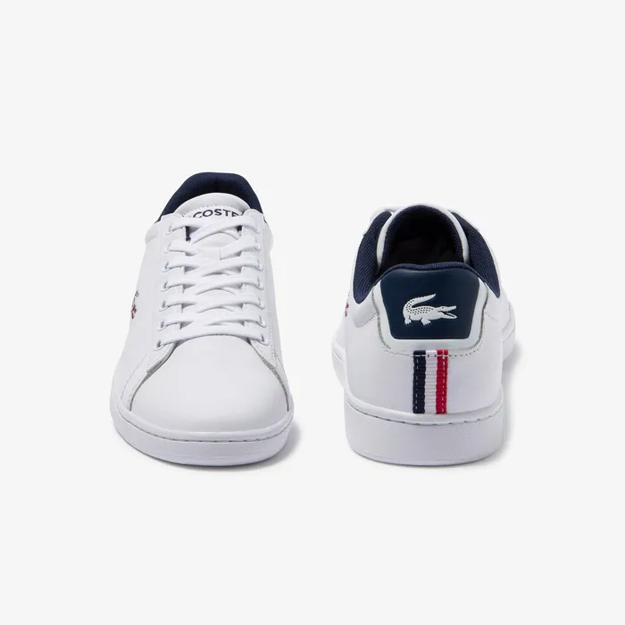 Sneakers Lacoste Mens Carnaby Evo Leather and Synthetic Sneakers WhiteNavyRed Outlet Factory