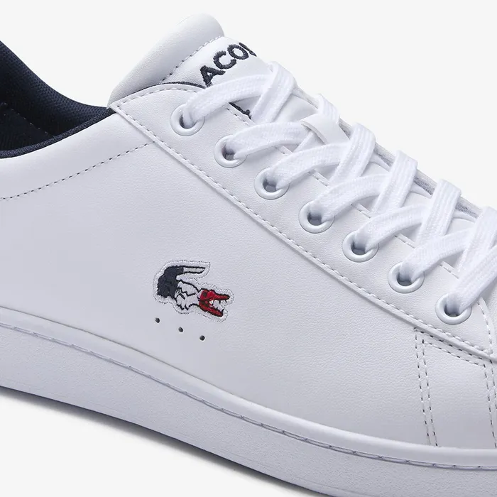 Sneakers Lacoste Mens Carnaby Evo Leather and Synthetic Sneakers WhiteNavyRed Outlet Factory