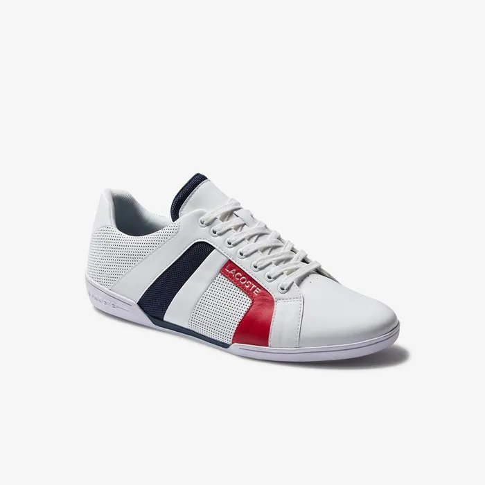 Sneakers Lacoste Mens Chaymon Club Leather and Mesh Sneakers WhiteNavy Shop Online