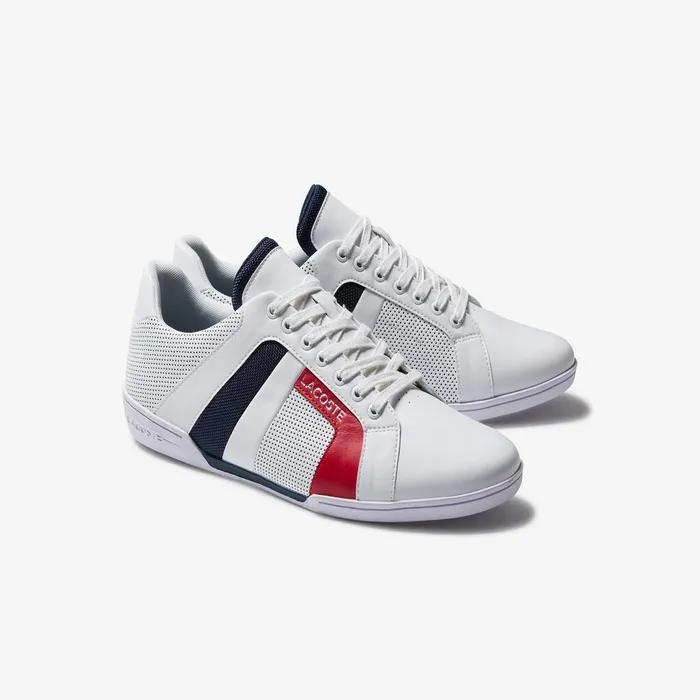 Sneakers Lacoste Mens Chaymon Club Leather and Mesh Sneakers WhiteNavy Shop Online