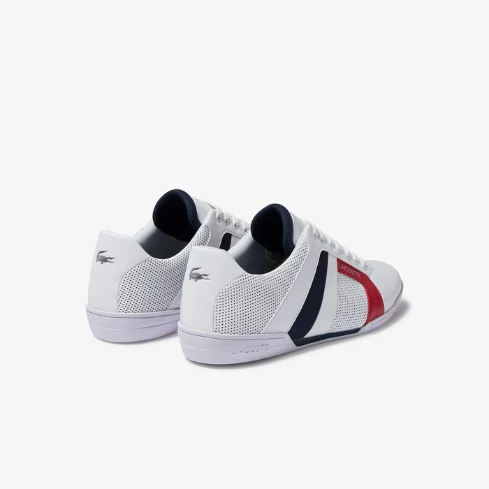 Sneakers Lacoste Mens Chaymon Club Leather and Mesh Sneakers WhiteNavy Shop Online