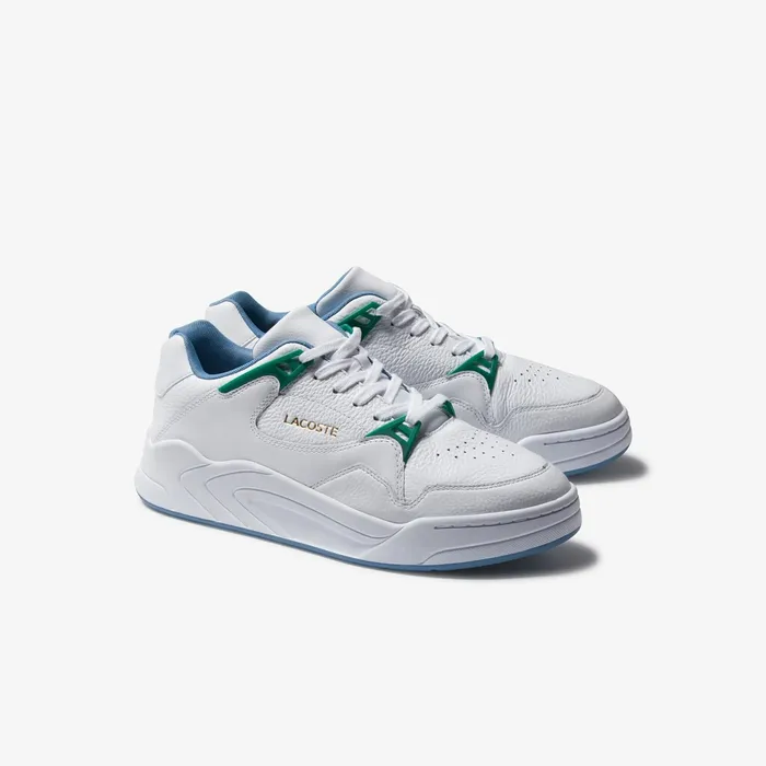 Sneakers Lacoste Mens Court Slam Tumbled Leather Sneakers WhtGreen For Sale Online