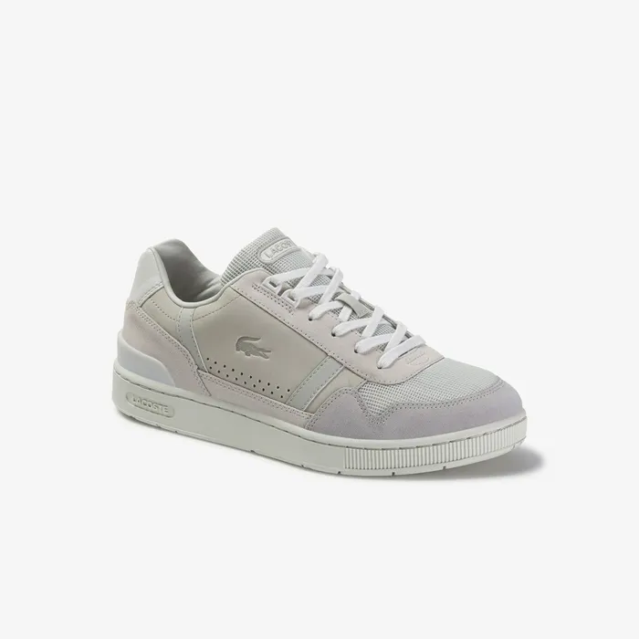 Sneakers Lacoste Mens TClip Suede Sneakers Off WhiteLight Grey Gift Ideas
