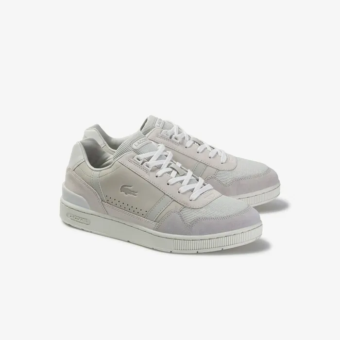 Sneakers Lacoste Mens TClip Suede Sneakers Off WhiteLight Grey Gift Ideas