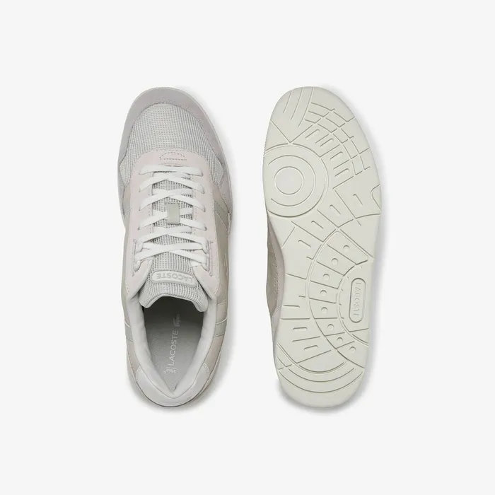 Sneakers Lacoste Mens TClip Suede Sneakers Off WhiteLight Grey Gift Ideas