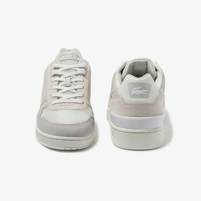 Sneakers Lacoste Mens TClip Suede Sneakers Off WhiteLight Grey Gift Ideas