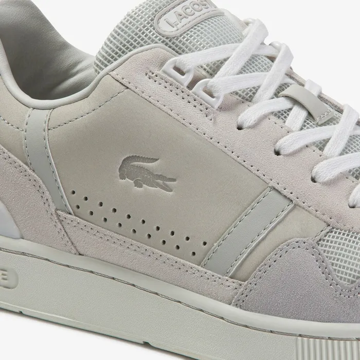 Sneakers Lacoste Mens TClip Suede Sneakers Off WhiteLight Grey Gift Ideas