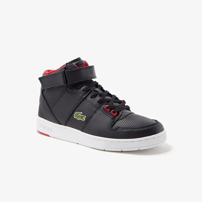 Sneakers Lacoste Mens Tramline Mid Leather Sneakers BlackRed On Sale