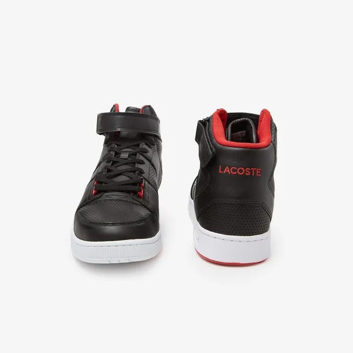 Sneakers Lacoste Mens Tramline Mid Leather Sneakers BlackRed On Sale