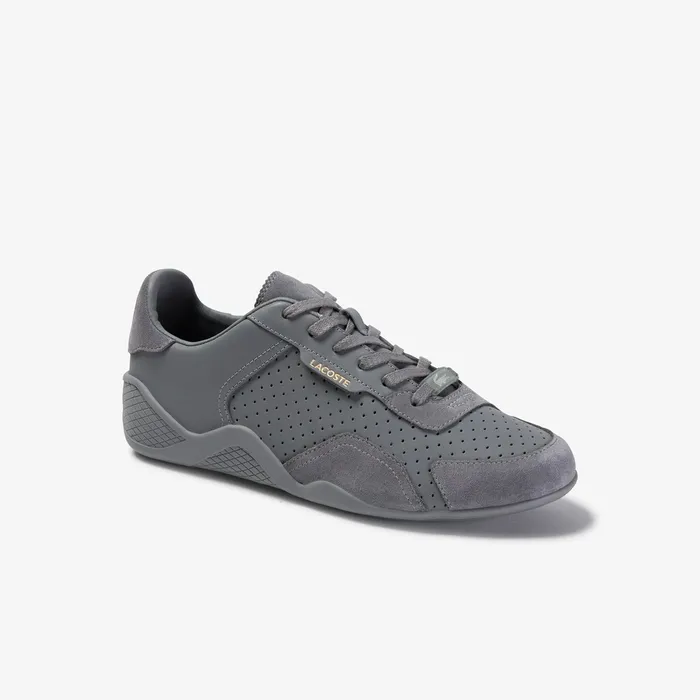 Sneakers Lacoste Womens Hapona Leather and Suede Sneakers GreyGrey For Sale Online