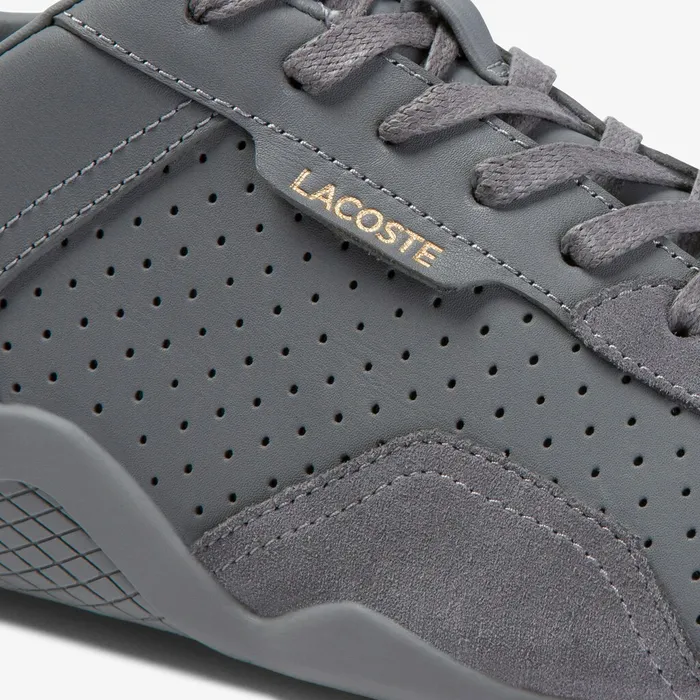 Sneakers Lacoste Womens Hapona Leather and Suede Sneakers GreyGrey For Sale Online
