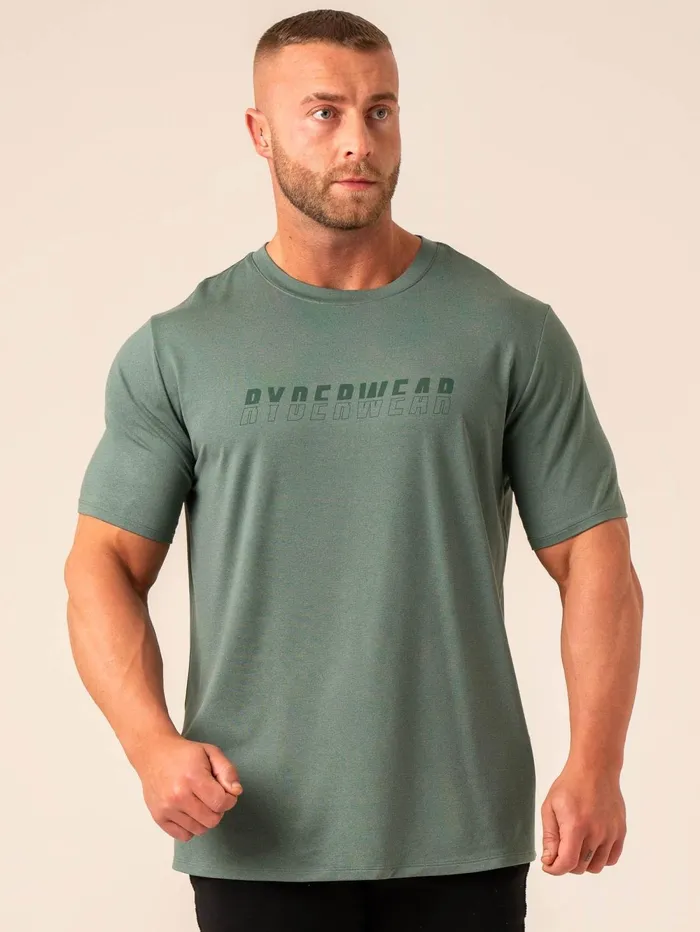 Soft Tech TShirt 8211 Fern Green Marl Men Ryderwear Tops