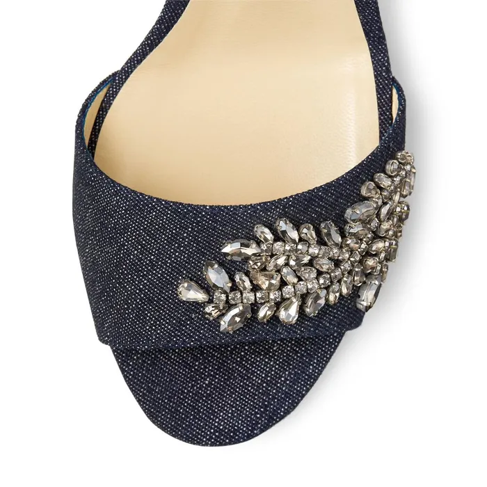 Stacey 85 Indigo Denim Mules With Crystal Embroidery Indigo Women JIMMY CHOO Mules