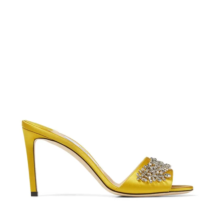Stacey 85 Sun Satin Mules With Crystal Embroidery Sun Women JIMMY CHOO Mules
