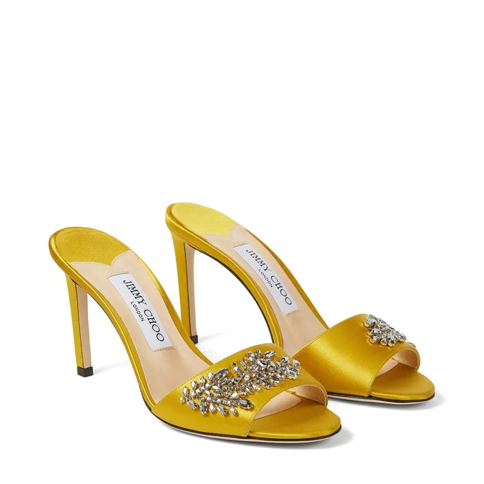 Stacey 85 Sun Satin Mules With Crystal Embroidery Sun Women JIMMY CHOO Mules