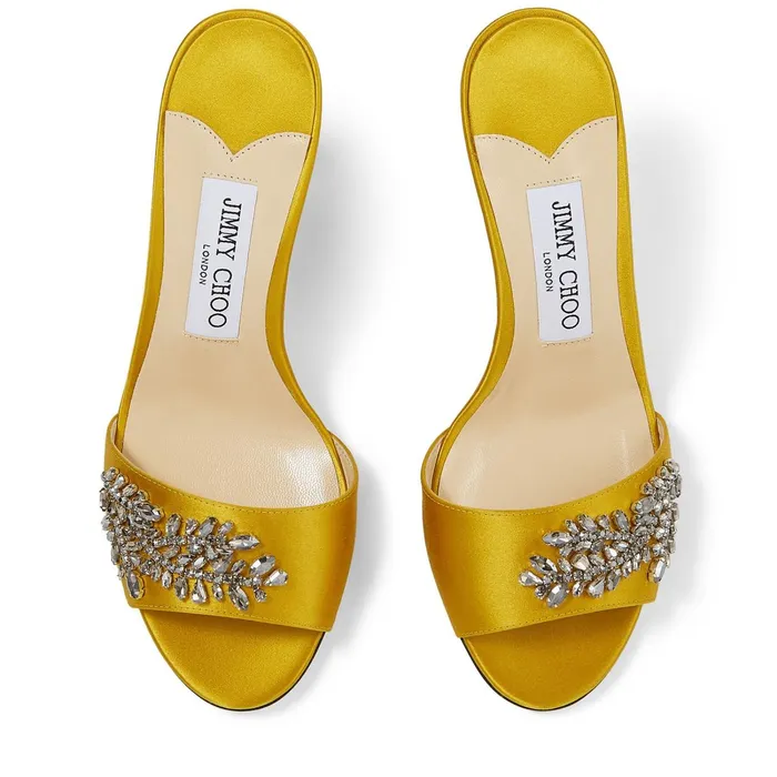 Stacey 85 Sun Satin Mules With Crystal Embroidery Sun Women JIMMY CHOO Mules