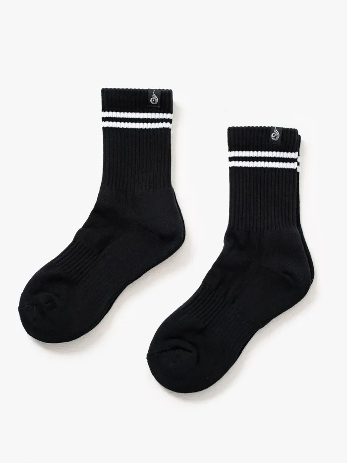 Stripe Crew Socks 8211 Black Women Ryderwear Socks