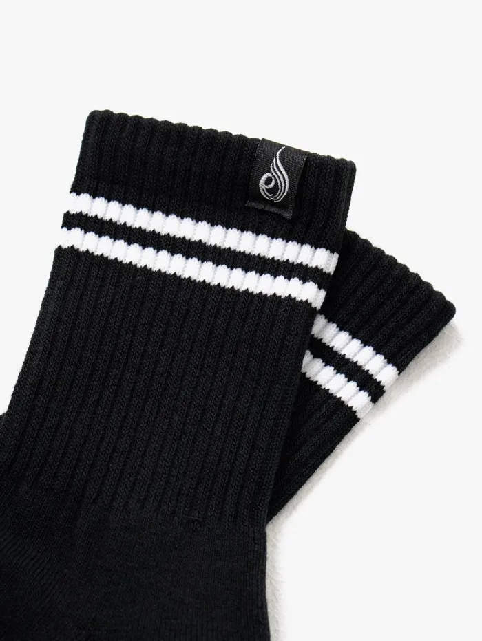 Stripe Crew Socks 8211 Black Women Ryderwear Socks