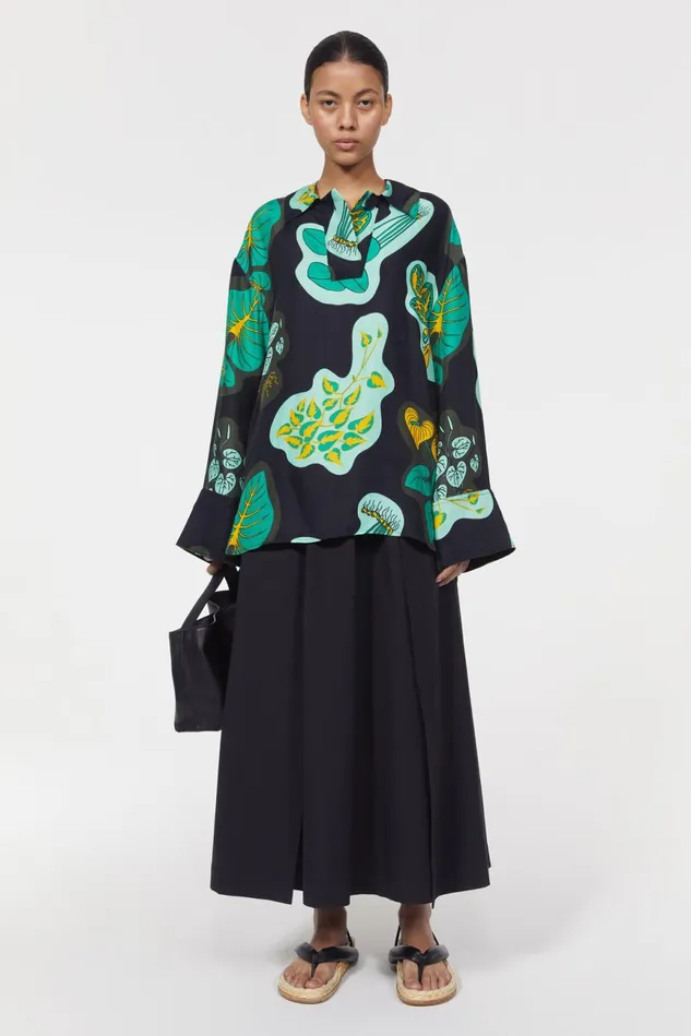 Sunshine Leaf Shirt Black Women Rodebjer Shirts and Blouses