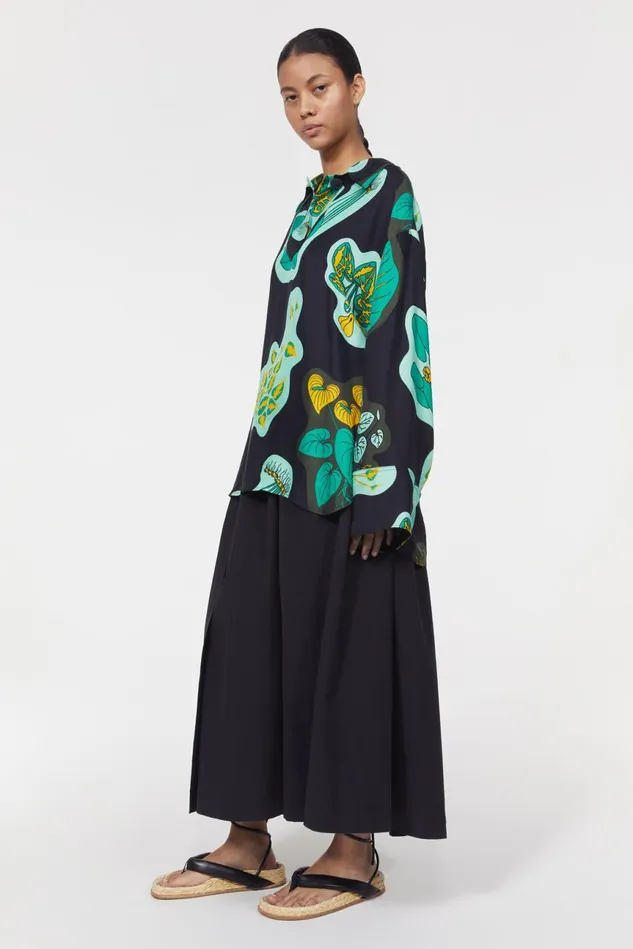 Sunshine Leaf Shirt Black Women Rodebjer Shirts and Blouses