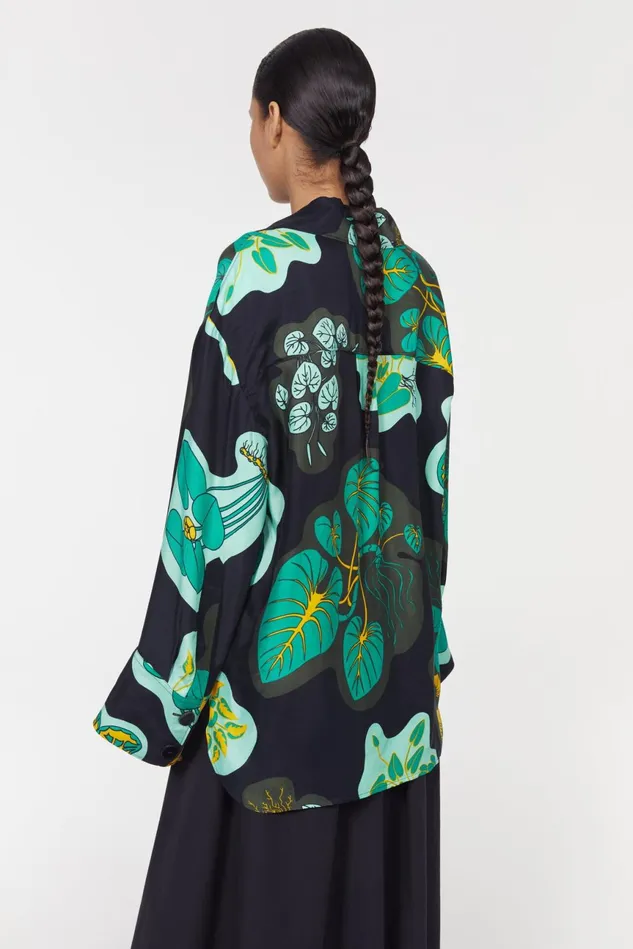 Sunshine Leaf Shirt Black Women Rodebjer Shirts and Blouses