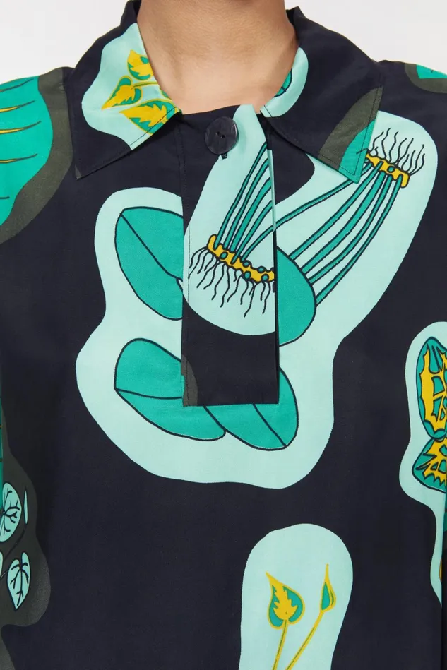 Sunshine Leaf Shirt Black Women Rodebjer Shirts and Blouses