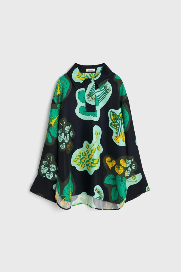 Sunshine Leaf Shirt Black Women Rodebjer Shirts and Blouses