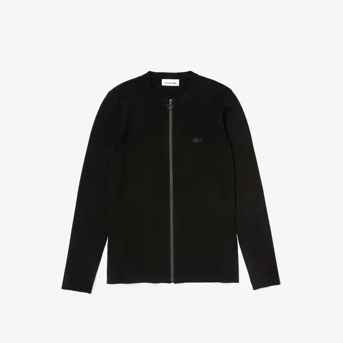 Sweaters and Sweatshirts Lacoste Womens Full Zip Crew Neck Cardigan Black Gift 4 You