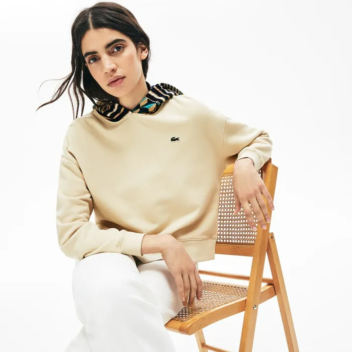 Sweaters and Sweatshirts Lacoste Womens LIVE PrintedHood Fleece Sweatshirt BeigeWhite Gift Ideas Sweaters and Sweatshirts Lacoste Womens LIVE PrintedHood Fleece Sweatshirt BeigeWhite Gift Ideas