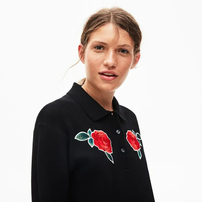 Sweaters and Sweatshirts Lacoste Womens LIVE RoseEmbroidered Cropped Sweater Black Shop Online Sweaters and Sweatshirts Lacoste Womens LIVE RoseEmbroidered Cropped Sweater Black Shop Online