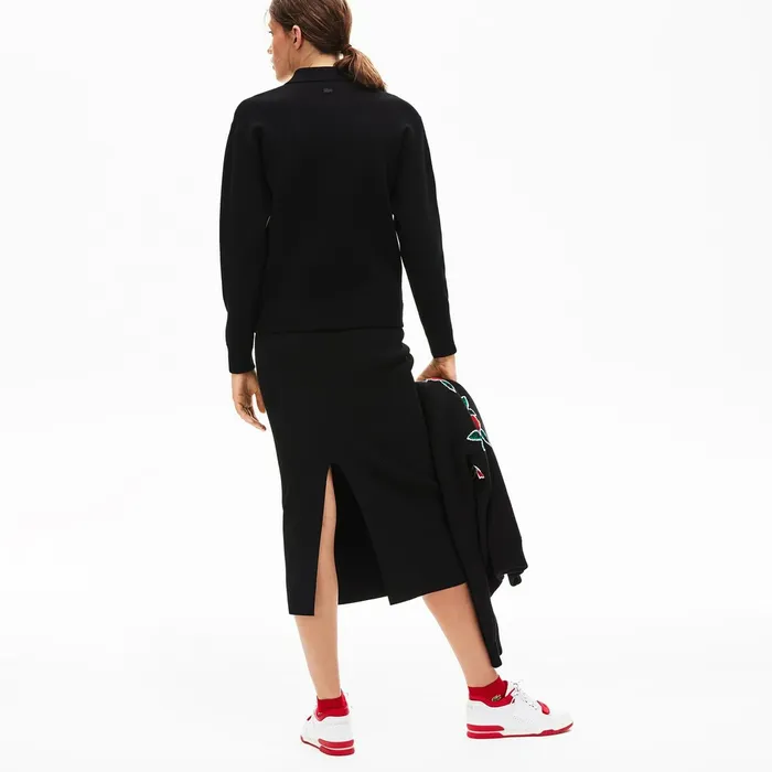 Sweaters and Sweatshirts Lacoste Womens LIVE RoseEmbroidered Cropped Sweater Black Shop Online