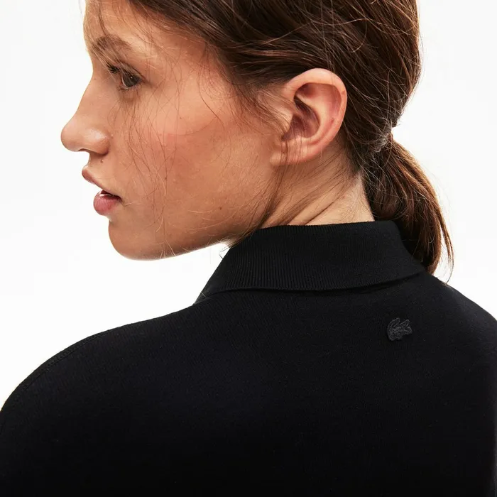 Sweaters and Sweatshirts Lacoste Womens LIVE RoseEmbroidered Cropped Sweater Black Shop Online