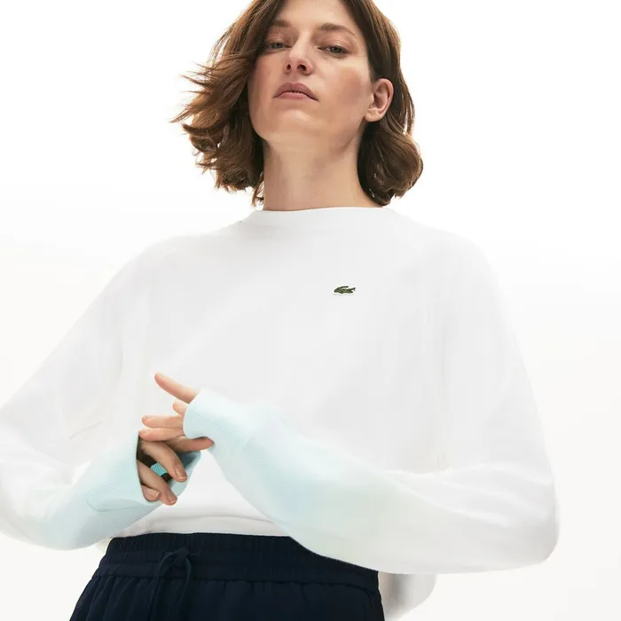 Sweaters and Sweatshirts Lacoste Womens Made in France Crew Neck Organic Cotton Sweatshirt TurquoiseLight GreenWhite Outlet Sweaters and Sweatshirts Lacoste Womens Made in France Crew Neck Organic Cotton Sweatshirt TurquoiseLight GreenWhite Outlet