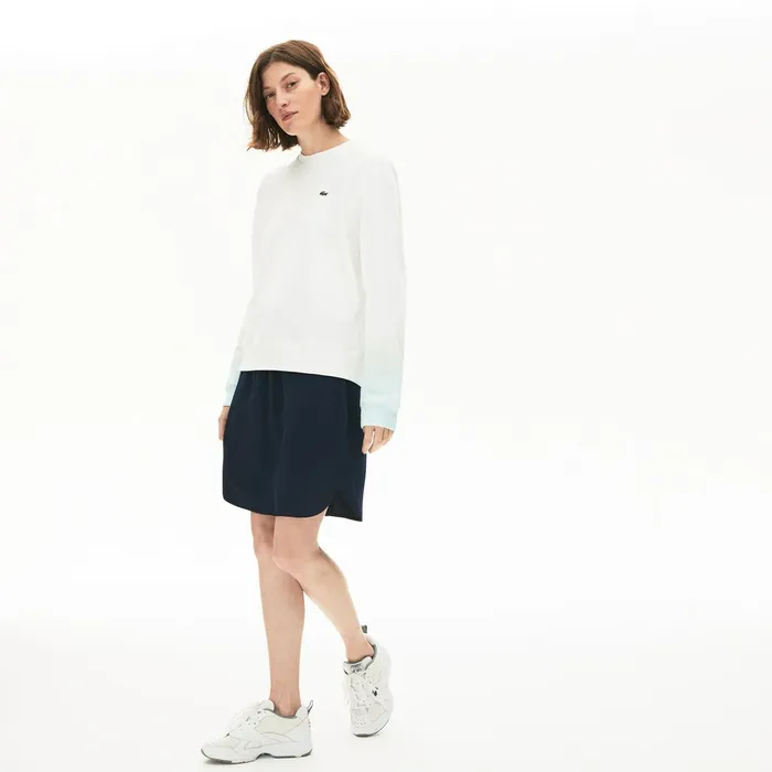 Sweaters and Sweatshirts Lacoste Womens Made in France Crew Neck Organic Cotton Sweatshirt TurquoiseLight GreenWhite Outlet