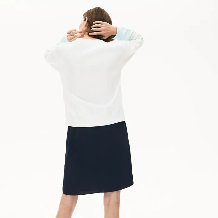 Sweaters and Sweatshirts Lacoste Womens Made in France Crew Neck Organic Cotton Sweatshirt TurquoiseLight GreenWhite Outlet