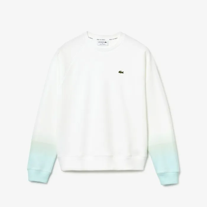 Sweaters and Sweatshirts Lacoste Womens Made in France Crew Neck Organic Cotton Sweatshirt TurquoiseLight GreenWhite Outlet