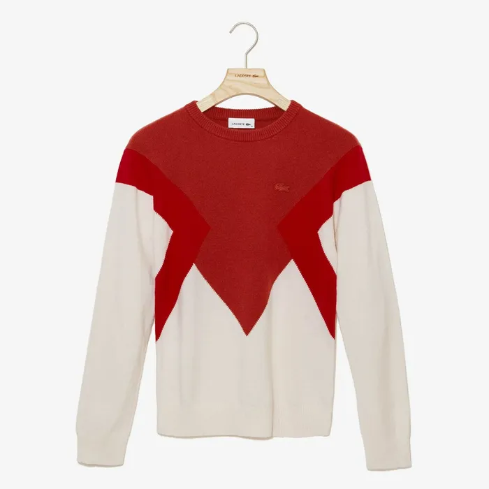 Sweaters and Sweatshirts Lacoste Womens Multi Color Design Sweater WhiteRedBordeaux Outlet Sweaters and Sweatshirts Lacoste Womens Multi Color Design Sweater WhiteRedBordeaux Outlet