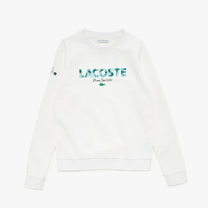 Sweaters and Sweatshirts Lacoste Womens SPORT Miami Open Print Fleece Sweatshirt WhiteNavy Blue Near Me Sweaters and Sweatshirts Lacoste Womens SPORT Miami Open Print Fleece Sweatshirt WhiteNavy Blue Near Me