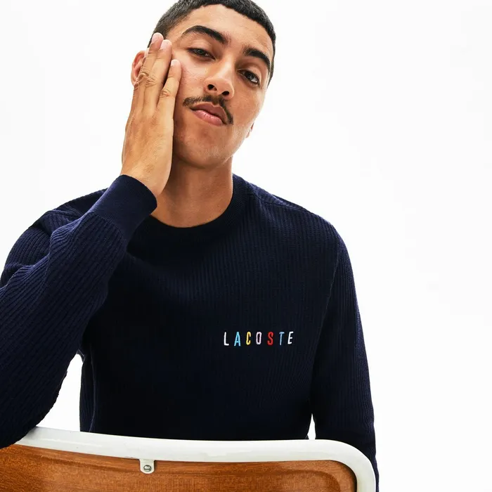 Sweaters Lacoste Mens Crewneck Embroidered Cotton Blend Sweater Navy Blue Popular Sweaters Lacoste Mens Crewneck Embroidered Cotton Blend Sweater Navy Blue Popular