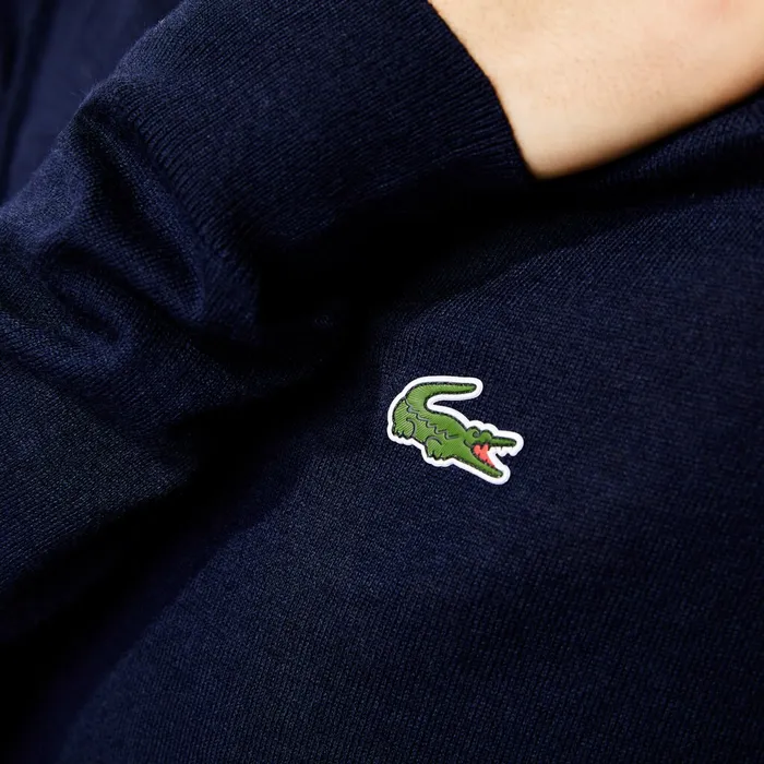 Sweaters Lacoste Mens SPORT BreathableKnit Golf Sweater Navy Blue Casaul