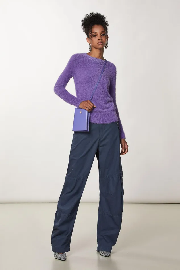 Sweaters Women Patrizia Pepe Fluffy High Neck Sweater Mineral Violet