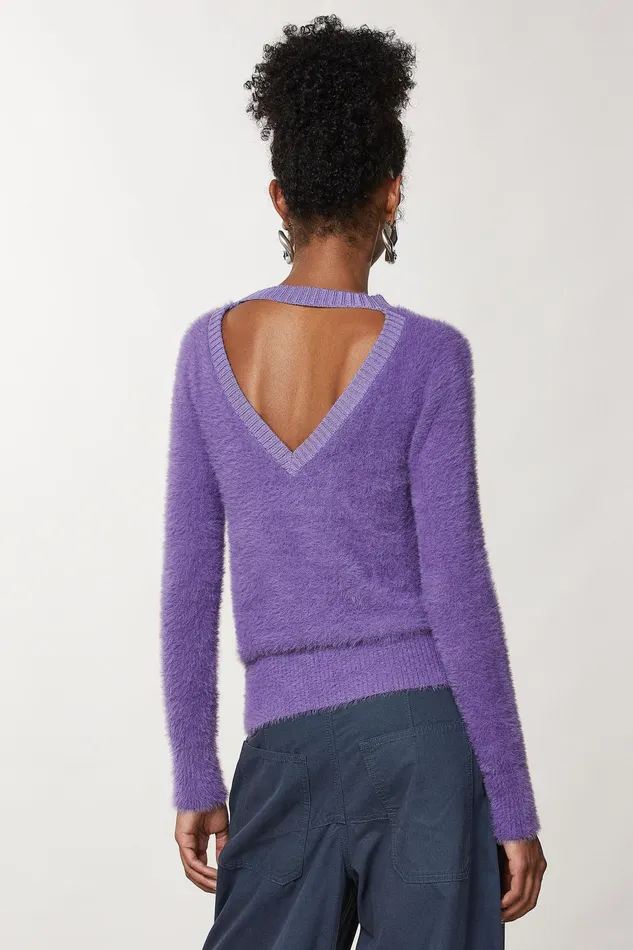 Sweaters Women Patrizia Pepe Fluffy High Neck Sweater Mineral Violet