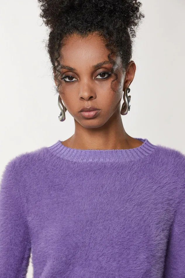 Sweaters Women Patrizia Pepe Fluffy High Neck Sweater Mineral Violet