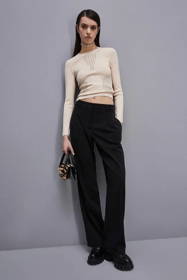 Sweaters Women Patrizia Pepe Viscose Bodycon Sweater Ivory Skin