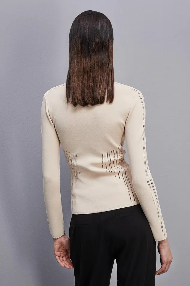 Sweaters Women Patrizia Pepe Viscose Bodycon Sweater Ivory Skin