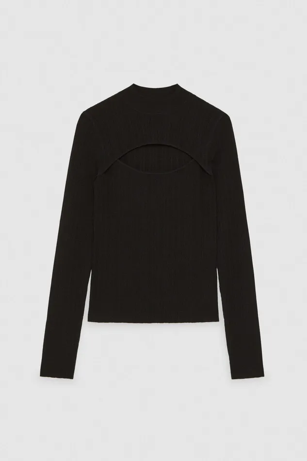 Sweaters Women Patrizia Pepe Viscose Ribbed Knit Sweater Nero