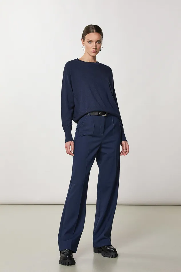 Sweaters Women Patrizia Pepe Wool Sweater With Rips Atmosphere Blue