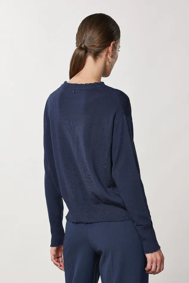 Sweaters Women Patrizia Pepe Wool Sweater With Rips Atmosphere Blue