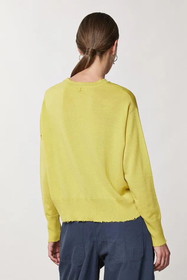 Sweaters Women Patrizia Pepe Wool Sweater With Rips Energy Yellow