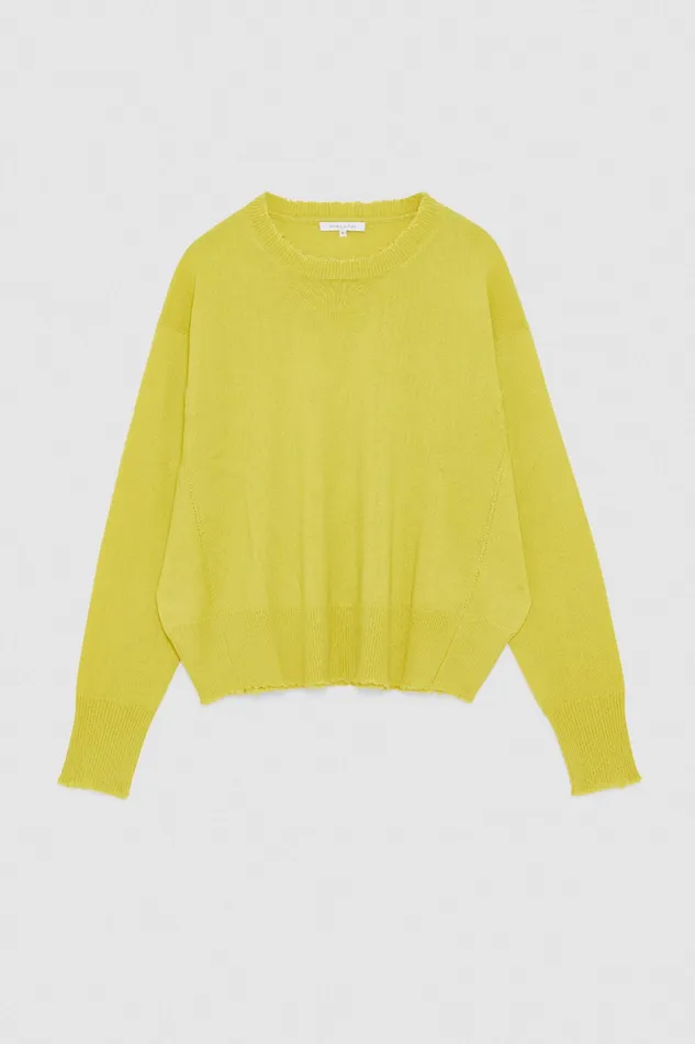 Sweaters Women Patrizia Pepe Wool Sweater With Rips Energy Yellow